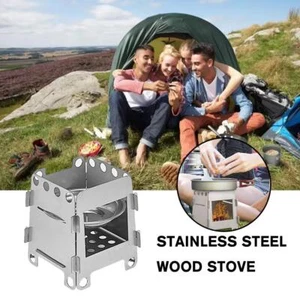 Steel Wood Burning Folding Camping Stove Camping Lightweight B2  D3P7 - Picture 1 of 12