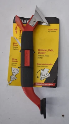 Allway Tools 3合1填缝工具不锈钢刀片CT31红色/黑色手柄 — 第 1/4 张图片