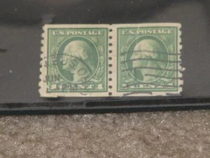 U.S. WASHINGTON, PERF 8 1/2 VERTICAL, SCOTT# 412 PAIR USED ( crease on right) - Picture 1 of 1