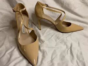 Manolo Blahnik beige tiras stiletto charol talla 40 EE. UU. 10 - Imagen 1 de 24