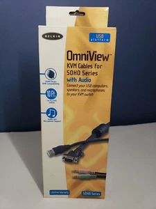 Belkin OmniView KVM Cable Kit 10 ft F1D9101-10 SOHO Series VGA USB w/ Audio NEW - Picture 1 of 8