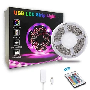 20ft LED Strip Lights Color Changing Mood lamp USB 5V Operated RGB 5050 LED T... - Picture 1 of 7