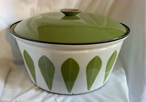 Vintage Cathrineholm grün Lotusblatt Emaillegeschirr groß 12" Suppentopf mit Deckel - Bild 1 von 12