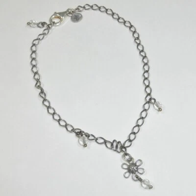 SILPADA из чистого серебра кристалл цветок подвеска лодыжки браслет A1554  - Изображение 1 из 4