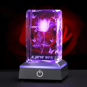 3D Rose Crystal, Birthday Gifts for Girlfriends Anniversary Mothers Day Valentin - Picture 1 of 6