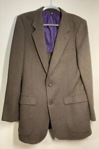 Vtg PATAGONIA Blazer Jacket Brown Tweed Herringbone Sz 40L Purple Lined Packable