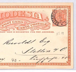 RHODESIA BSACo Stationery Card Salisbury GERMANY Stettin 1903 {samwells}YO163 - Picture 1 of 14