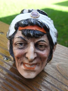 Antique Porcelain Figural Pipe Bowl Says "Old Hickory 1918" Indian Headdress ? - Picture 1 of 5