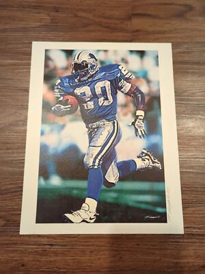 Litografía impresa Barry Sanders 8,5x11" firmada por el artista NFL Football Lions Foto 1 de 2