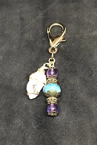 Chrysocolla Amethyst Crystal Pet Charm, Crystal Collar Charm, Gemstone Pet Charm - Picture 1 of 5