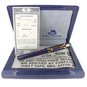 2000 VISCONTI TITANIC R.M.S. LE 466 / 1912 CELLULOID FOUNTAIN PEN NEVER INKED - Picture 1 of 9