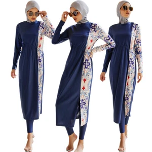 Traje de baño de cubierta completa modesto para mujer Burkini musulmán ropa de playa traje de baño islámico 3 piezas - Imagen 1 de 24