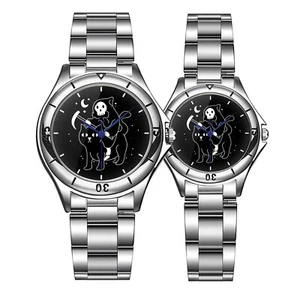 Reloj de Metal Grim Reaper Rides a Cat, Arte Nocturno Espeluznante, Gótico Unisex Divertido Regalo - Imagen 1 de 5