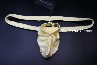 Roupa íntima tanga N2N Bodywear masculina amarelo pálido escovado bolso estilingue M G GG - Imagem 1 de 4