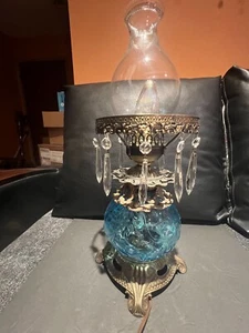 FENTON BLUE COLOR POPPY LAMP BASE W/3 LIGHTING OPTIONS - Picture 1 of 13