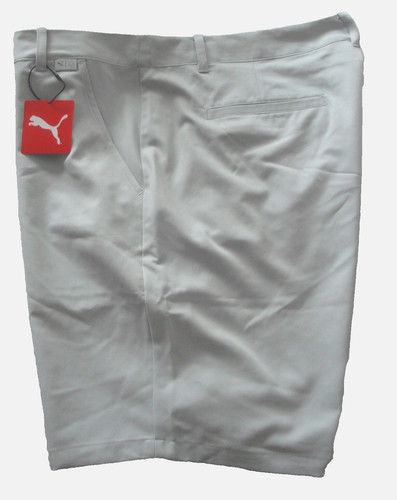 PUMA GOLF SHORTS uomo nuovo con etichette $65 corto cammino TASCA DI SICUREZZA grigio chiaro TAGLIA 38