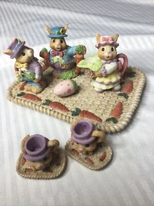 Juego de té picnic vintage miniatura osos 6 piezas cerámica - Imagen 1 de 5