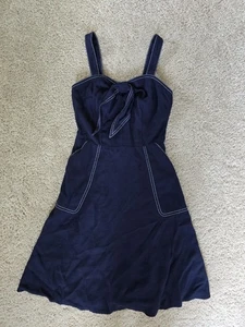 A New Day Womens Size Small Navy Blue Sailor Dress Knee Length Sleeveless - Picture 1 of 7