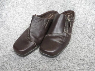 Naturalizer Shoes Womens 10M Brown Leather Slip On Wedge Mules Comfort Zip Sh8 - Image 1 of 4