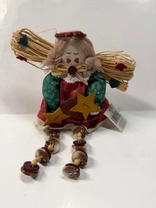 Primitive Vintage Cloth Rag Angel Cottage Core Country Button Legs Folk Art - Picture 1 of 6
