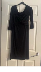 topshop maternity Cowl-neck Sleeves Jersey Black Dress Size 12 - Picture 1 of 4