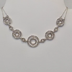 Anne Klein Clear Crystal Circle Choker Necklace Silver Tone Chain Dainty New - Picture 1 of 5