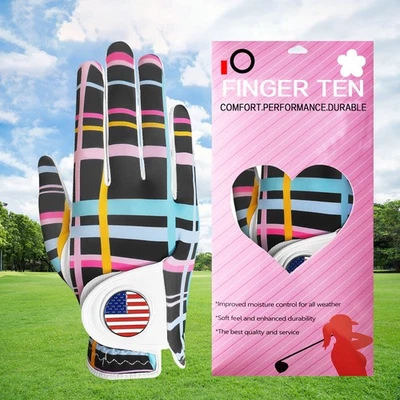 Paquete de 1 guante de golf para mano izquierda para mujer con marcador de pelota agarre antideslizante para todo tipo de clima Foto 1 de 4