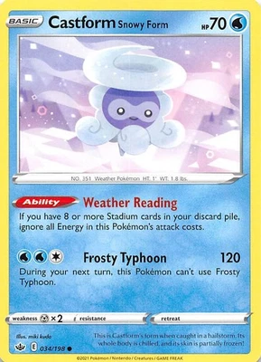 Castform Snowy Form 034/198 SWSH06: Chilling Reign Pokemon 004634 - Image 1 of 2