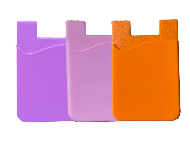 Phone Wallet Stick-On-Multi-Use Silicone Card Holder,Purple+RosePink+Orange 3Pcs - Image 1 of 4