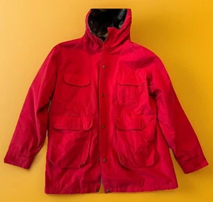 Vintage Woolrich Womens Field Chore Barn Coat Red~Wool Lining Zip Size Large - Picture 1 of 13