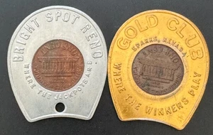2 centavos Nevada Encased Spot Brillante Reno Gold Club Sparks Penny Token Reno - Imagen 1 de 2