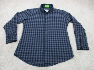 Mizzen Main Shirt Men Small Trim Fit Blue Check Performance Casual Button Up USA - Picture 1 of 10