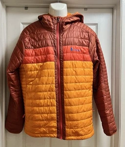 Cotopaxi Orange Brown Red Fuego Stripe Hooded Zip Front Jacket Men’s Large - Picture 1 of 7