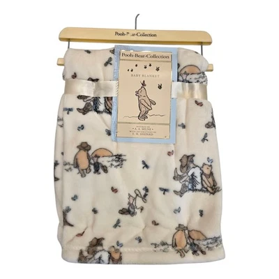 全新 Pooh- Bear 系列 婴儿毯 牛仔风格 30x40 英寸 米色 印花 — 第 1/2 张图片