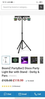 BeamZ PartyBar2 Disco Party Lights - DJ Light Bar with Stand, 4 Effects - Image 1 of 4