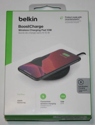 Belkin BoostCharge Wireless Charging Pad - 10W Qi-Certified (WIA001ttBK) - NEW - Image 1 of 4
