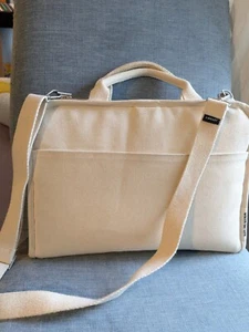 White Canvas Messenger, Laptop, Work Bag, Zip, Write For Life JSTORY - Picture 1 of 5