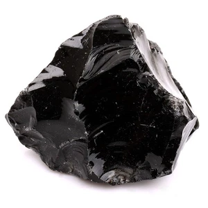 Piedra preciosa de obsidiana negra natural áspera de 1"-2" tamaño grande - Imagen 1 de 2