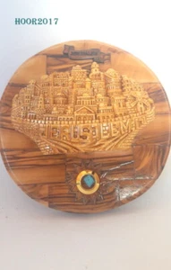 Jerusalem Stadt Olivenholz geschnitzt Heiliges Land Wandbehang Wohndeko - Bild 1 von 5
