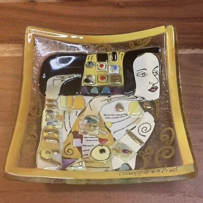 Vidrio artístico de Murano - GUSTAV KLIMT - Danae - Bandeja/plato ~6" (15 cm), firmado por Italia Foto 1 de 4