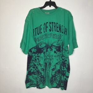 Blac Label Premium Graphic Shirt "Virtue of Strength Fortitude" Green Size 4X