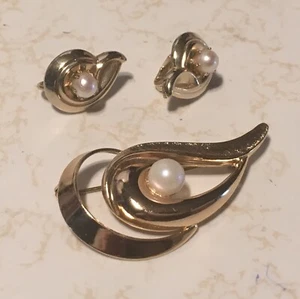 Juego de broches y pendientes vintage años 70 (en clip) - Imagen 1 de 2