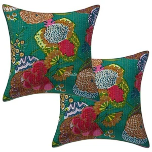 Ethnic Cushion Cover Boho Ethnic Kantha 16 x 16 in Hippie Sofa Car Pillow Case - Picture 1 of 5