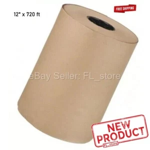 Rotolo carta kraft marrone 12" x 720 piedi 50 libbre peso base imballaggio spedizione - Foto 1 di 12