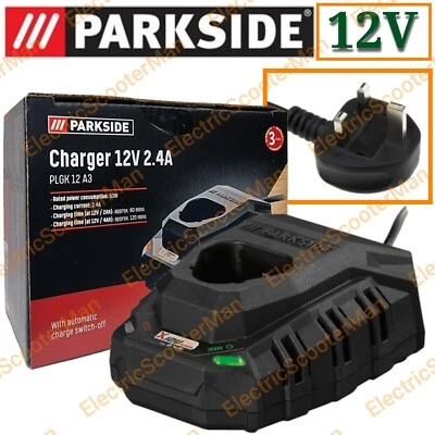 Parkside Caricabatterie Singolo 12 V per Batteria 2Ah 4Ah X12V Team Series 2023 Nuovo Design
