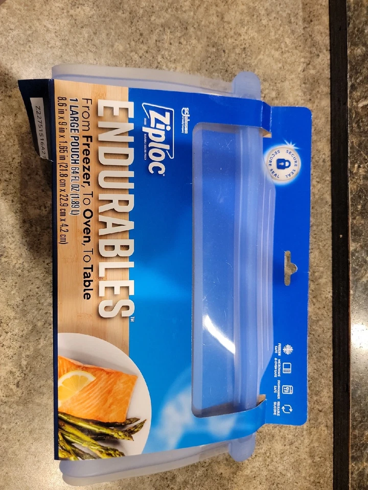 Ziploc Endurables Large Pouch Half Gallon 64 fl oz Reusable Silicone New 8.6x9 - Image 1 of 2