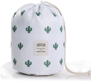 Invoda Cosmetic Bag Drawstring Makeup Travel Toiletry Bag (Cactus Design) - Picture 1 of 7