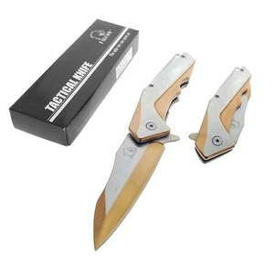 Falcon Assisted Folding Pocket Knife Wood Handle, Glass Breaker & Belt Cutter - Picture 1 of 31