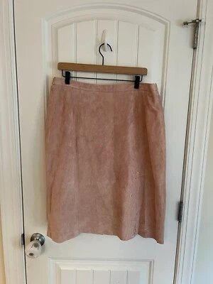 Vintage Terry Lewis Classic Luxuries Pink Genuine Leather Pencil Skirt Sz 20 NWT - Image 1 of 4
