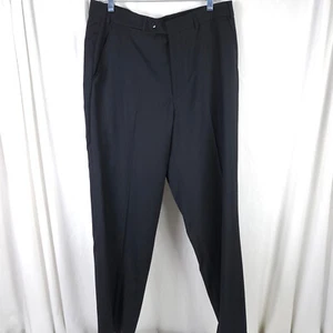 Hiltl Mens 34x30 Black Marlane Biella Vaticana 120s Wool Flat Front Dress Pants - Picture 1 of 8